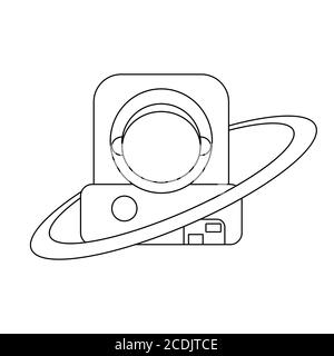 astronaute sur fond blanc. Illustration vectorielle isolée. Concept futur. Icône. Contour, ligne, style de caniche. Illustration de Vecteur