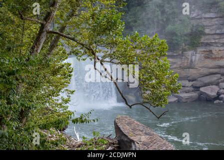 Cumberland Falls, une grande cascade sur la rivière Cumberland dans le sud-est du Kentucky. On l'appelle parfois Little Niagara, Niagara du Sud. Banque D'Images