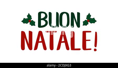 Citation de Buon natale en italien comme logo ou en-tête. Joyeux Noël. traduit Lettre de célébration pour affiche, carte, invitation. Illustration de Vecteur