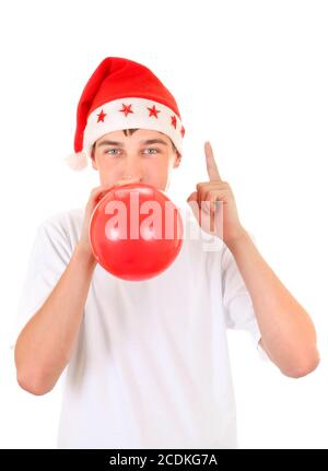 Adolescent en Santas Hat Banque D'Images