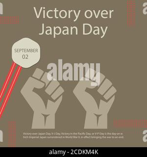 La victoire sur le jour du Japon, le jour V-J, la victoire dans le jour du Pacifique, ou le jour V-P est le jour où le Japon impérial a capitulé pendant la Seconde Guerre mondiale, en fait brassin Illustration de Vecteur