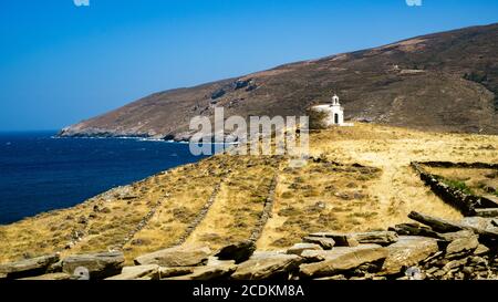 Paysage naturel unique d'une île grecque des Cyclades. Andros. Grèce. Banque D'Images