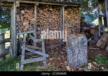 TONADICO, TRENTIN/ITALIE - AOÛT 11 : refuge en bois dans le Parc naturel de Paneveggio Pale di San Martino à Tonadico, Trentin, Italie le 11 août 2020 Banque D'Images