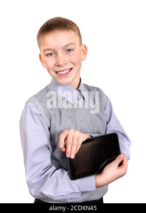 Boy with Tablet Computer Banque D'Images