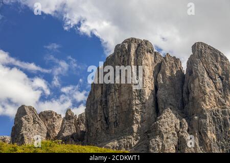 Vue sur les Dolomites depuis le col de Gardena, Tyrol du Sud, Italie Banque D'Images