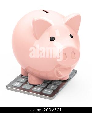 tirelire sur une calculatrice Banque D'Images