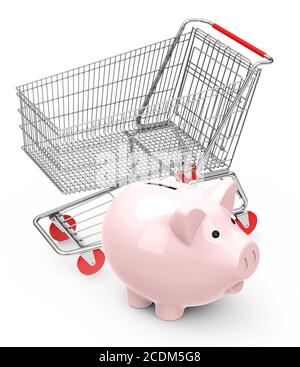 piggy bank avec panier Banque D'Images