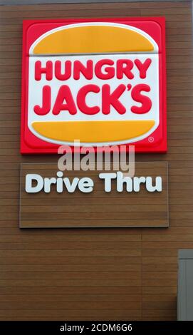 Panneau de passage de Hungry Jack's, Queensland Australie Banque D'Images