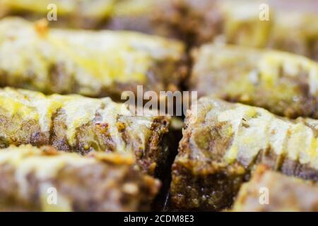 Baklava turque,également bien connu dans la région de Moyen-Orient, Close up. Banque D'Images