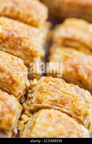 Baklava turque,également bien connu dans la région de Moyen-Orient, Close up. Banque D'Images