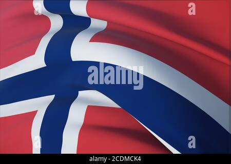 Drapeaux du monde - drapeau de la Norvège. Vue en gros plan, illustration 3D. Banque D'Images