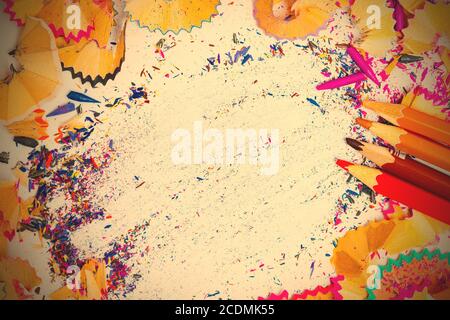 durée de vie des copeaux de crayons de couleur Banque D'Images