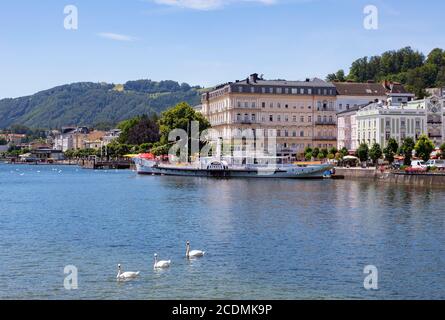 Bateau à aubes historique Gisela, Gmunden, lac Traun, Salzkammergut, haute-Autriche, Autriche Banque D'Images