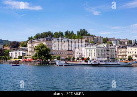 Bateau à aubes historique Gisela, Gmunden, lac Traun, Salzkammergut, haute-Autriche, Autriche Banque D'Images