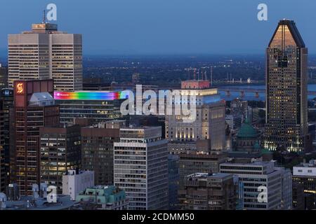 Vue sur la ville depuis le Mont-Royal, le centre-ville, Montréal, province de Québec, Canada Banque D'Images