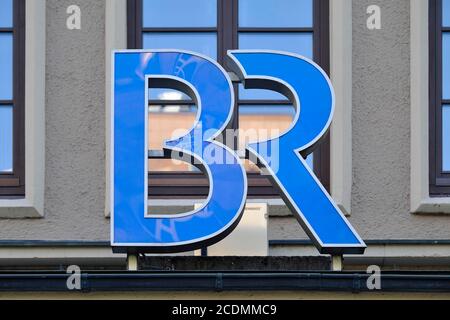 BR Bayerischer Rundfunk, panneau, Hopfenstrasse, Munich, Bavière, Allemagne Banque D'Images