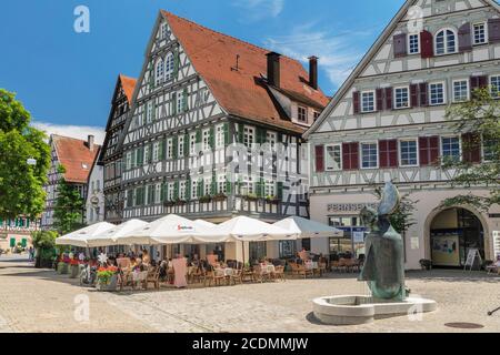 Café de rue dans la zone piétonne, Schorndorf, Bade-Wurtemberg, Allemagne Banque D'Images