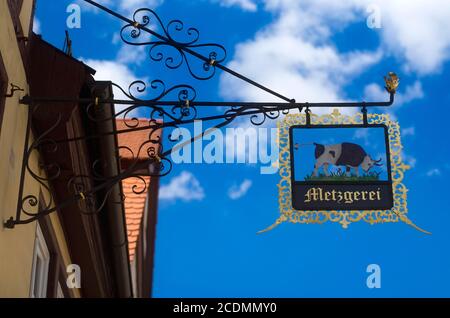 Nez blindé, boucherie de guilde, Rothenburg ob der Tauber, Franconie, Bavière, Allemagne Banque D'Images