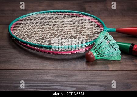 raquettes de badminton et de shuttlecock Banque D'Images