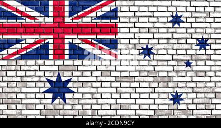 Le drapeau de l'enseigne blanche australienne peint sur la brique Banque D'Images