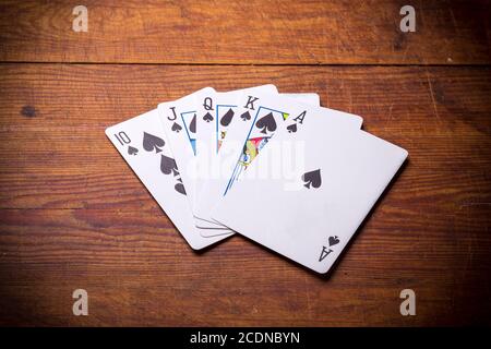 Royal Flush pique Banque D'Images