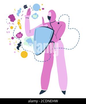 Travailleur médical portant un costume de protection contre les virus Illustration de Vecteur