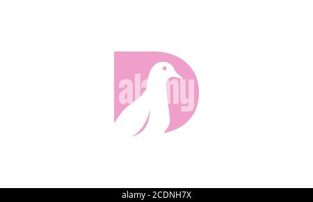 Lettre D ou initiale D pour les colombes ou les oiseaux de pigeon logo moderne Illustration de Vecteur