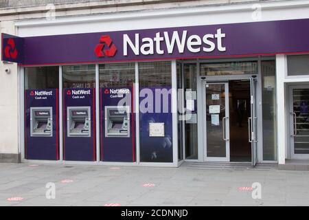 La NatWest Bank à Southampton, Hampshire au Royaume-Uni, prise le 10 juillet 2020 Banque D'Images