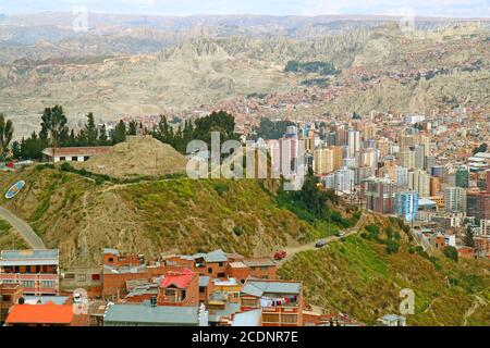 La Paz de Bolivie, la plus haute capitale du monde, à une altitude de 3,640 mètres au-dessus du niveau de la mer, en Amérique du Sud Banque D'Images