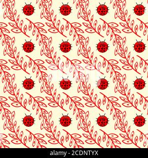 Mignon Coccinelle vector pattern transparente Banque D'Images