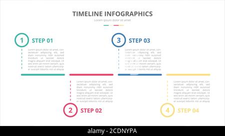 concept de bannière de modèle d'infographies de chronologie avec disposition horizontale et 4 processus step avec style moderne et plat Illustration de Vecteur