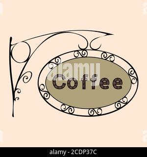 Texte sur café vintage street sign Banque D'Images