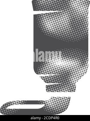 Icône de tube de peinture en demi-ton. Illustration vectorielle monochrome noir et blanc. Illustration de Vecteur