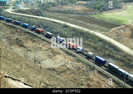 Transport de trains de marchandises Banque D'Images