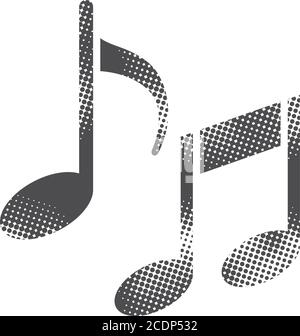 Icône de notes de musique en demi-ton. Illustration vectorielle monochrome noir et blanc. Illustration de Vecteur