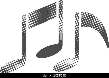 Icône de notes de musique en demi-ton. Illustration vectorielle monochrome noir et blanc. Illustration de Vecteur