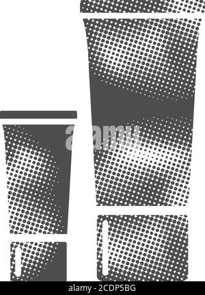 Icône de tube de lotion en demi-ton. Illustration vectorielle monochrome noir et blanc. Illustration de Vecteur