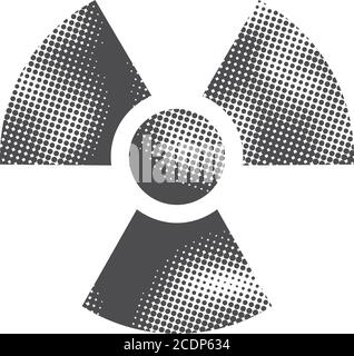 Icône de symbole radioactif en demi-ton. Illustration vectorielle monochrome noir et blanc. Illustration de Vecteur