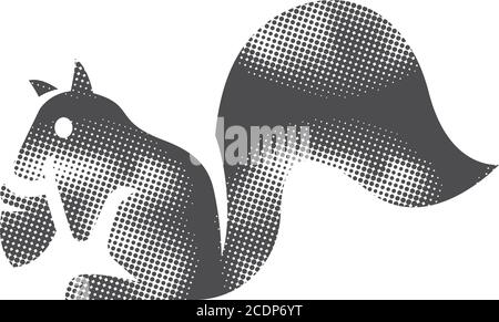 Icône écureuil en demi-ton. Illustration vectorielle monochrome noir et blanc. Illustration de Vecteur