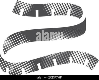 Icône de ruban de mesure en demi-ton. Illustration vectorielle monochrome noir et blanc. Illustration de Vecteur