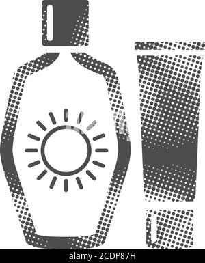Lotions de bronzage Icon en demi-ton. Illustration vectorielle monochrome noir et blanc. Illustration de Vecteur