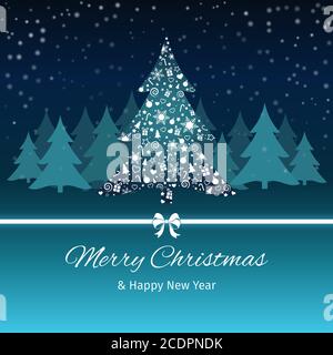 Carte de vœux de Noël et du nouvel an, arbre de Noël, arrière-plan d'illustration vectorielle Illustration de Vecteur