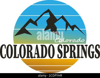 Colorado Springs Colorado emblème ou étiquette touristique du Colorado. Isolé sur blanc. Produit de vente au détail de vacances pour impression ou Web. Illustration de Vecteur