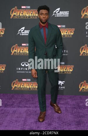 23 avril 2018 - Hollywood, Californie - Chadwick Boseman. Disney et Marvel's ''Avengers: Infinity War'' première de Los Angeles tenue au Dolby Theatre. (Image de crédit : © F. Sadou/AdMedia via ZUMA Wire) Banque D'Images