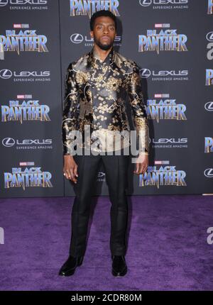 29 janvier 2018 - Hollywood, Californie - Chadwick Boseman. Marvel Studios ''Black Panther'' première mondiale tenue au Dolby Theatre. (Image de crédit : © Birdie Thompson/AdMedia via ZUMA Wire)