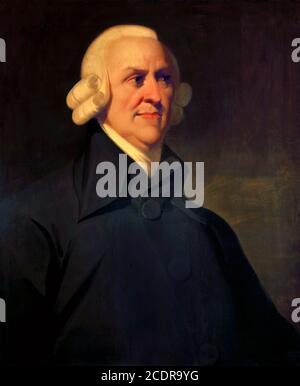 Adam Smith (1723-1790), huile sur toile, artiste inconnu, vers 1795. Le tableau est connu sous le nom de «portrait de muir» après la famille qui l'avait possédée. Il a probablement été peint à titre posthume, sur la base d'un médaillon de James Tassie. Banque D'Images