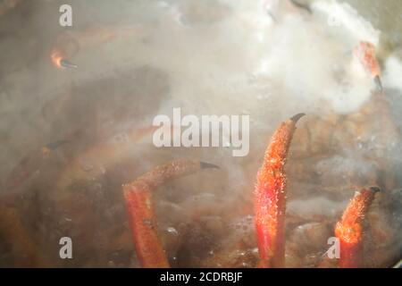 Préparation du crabe araignée épineux Banque D'Images