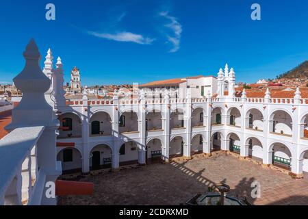 Cour intérieure de l'église Iglesia de San Felipe Neri, sucre, capitale constitutionnelle de la Bolivie, capitale du département de Chuquisaca, Bolivie, Amérique latine Banque D'Images