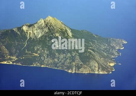 Mont Athos, Grèce, vue aérienne Banque D'Images