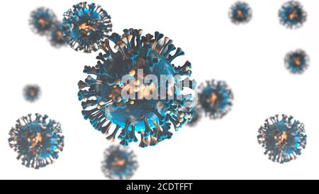 Illustration 3d du coronavirus - microbiologie et virologie contexte. Covid-19 isolé sur fond blanc. Banque D'Images